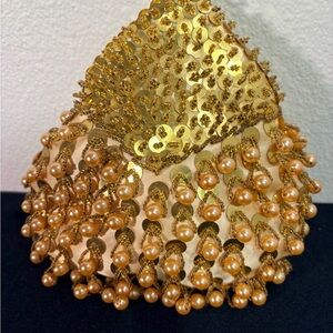 Vintage 1960’s Gold and Pearl Embellished Clutch Handmade in Hong Kong